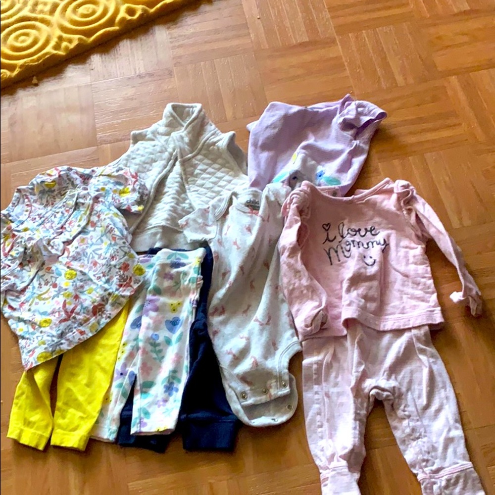 3pcs bottom, vest, pj shirt, 1 long sleeve onesies